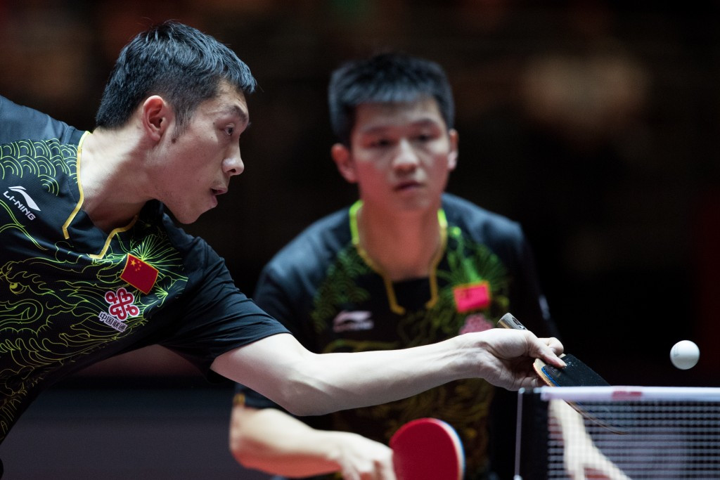 Fan Zhendong, right, also won in doubles alongside Xu Xin ©Getty Images