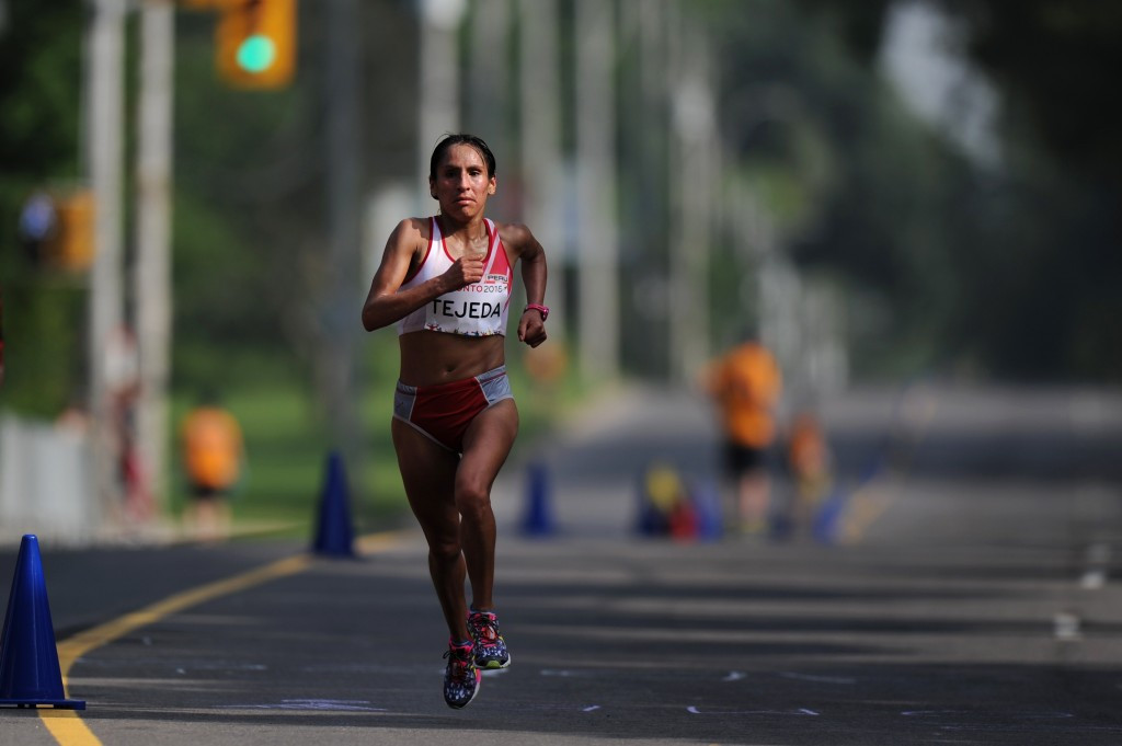 Peru's Gladys Tejeda won the women's marathon in searing heat ©Getty Images