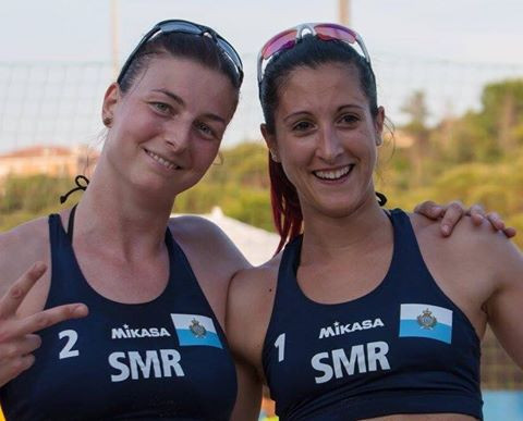 Silvia Bulgarelli, right, and Debora Pini, left, won women's beach volleyball gold for hosts San Marino ©San Marino 2017 GSSE/Facebook