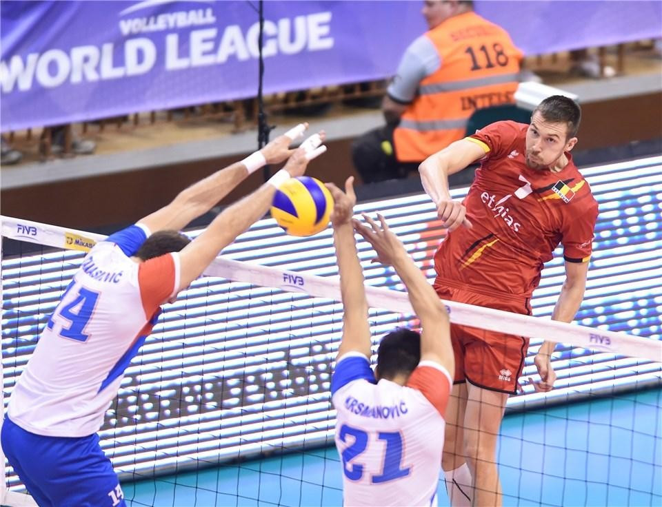 Belgium claimed a shock straight-sets win over reigning champions Serbia today ©FIVB World League/Twitter
