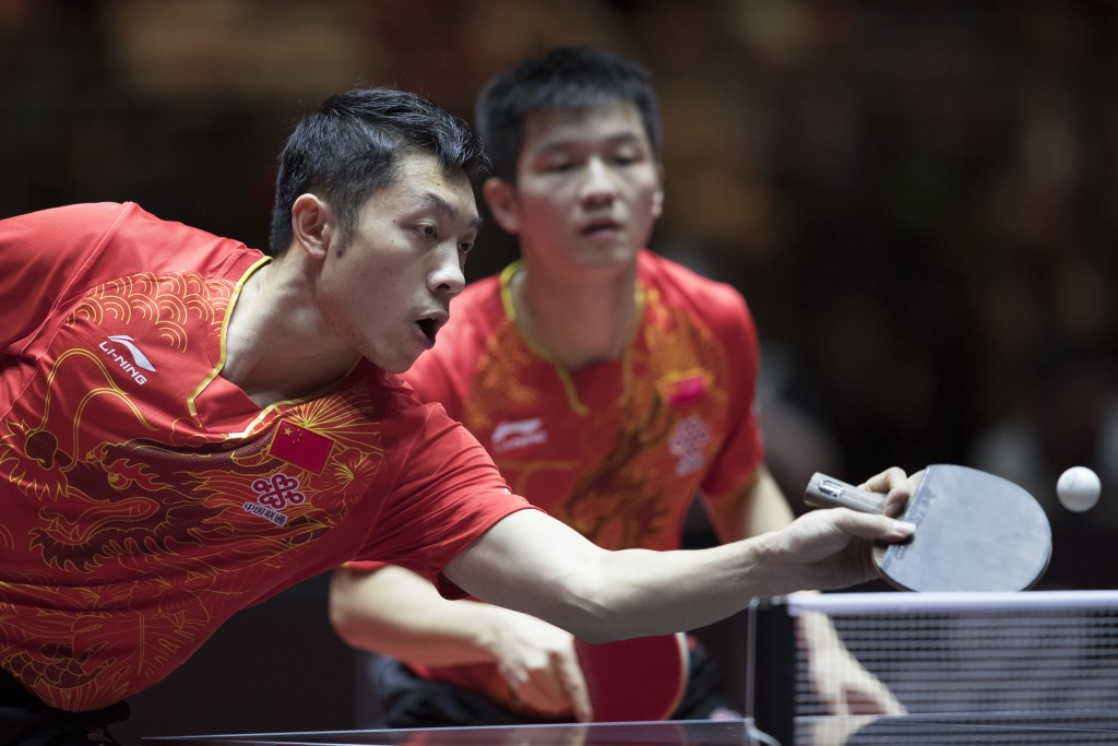 Xu Xin, left, and Fan Zhendong also triumphed in the men's doubles today ©Getty Images