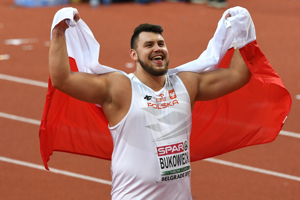 Konrad Bukowiecki, winner of the shot put gold medal at the European Indoor Championships in Serbia earlier this year, claimed he took the banned substance unknowingly ©Getty Images