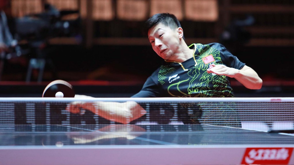 Ma Long plays a trademark forehand on the way to his World Championship success ©ITTF