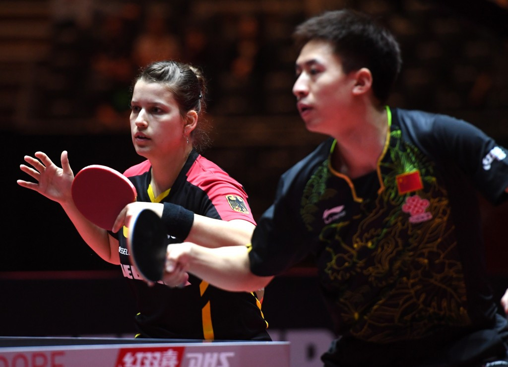 Petrissa Solja, left, won Germany's only medal of the ITTF World Championships with Chinese partner Fang Bo ©Getty Images