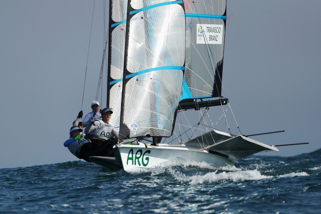 Argentinean duo hold 49erFX lead after day one of Sailing World Cup Final