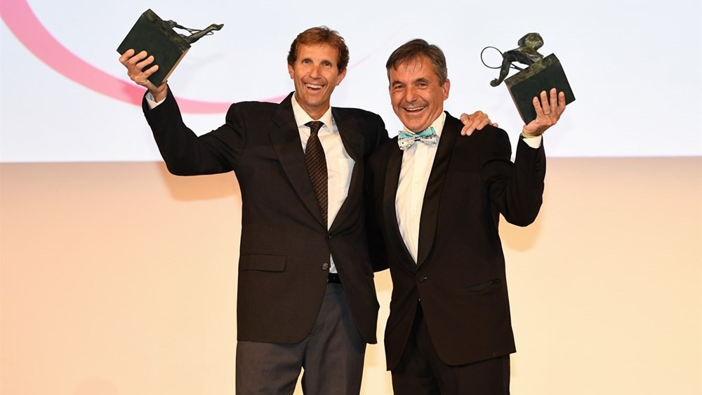 Sergio Casal, left, and Emilio Sanchez, right, were given the Philippe Chatrier Award ©ITF