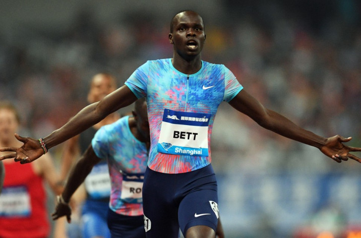 Kipyegon Bett celebrates after an unexpected 800m win at last month's IAAF Diamond League meeting in Shanghai ©Getty Images