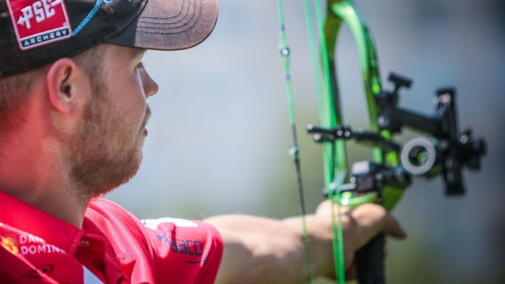 Stephan Hansen of Denmark finished top of the men's compound qualification round ©World Archery