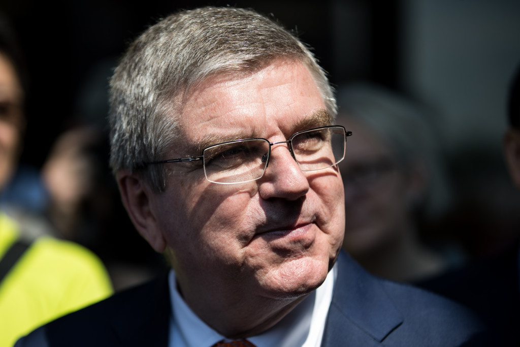 IOC President Thomas Bach and its longest serving member Richard Pound appear to disagree over whether a joint awarding for 2024 and 2028 can go ahead without an Olympic Charter change ©Getty Images