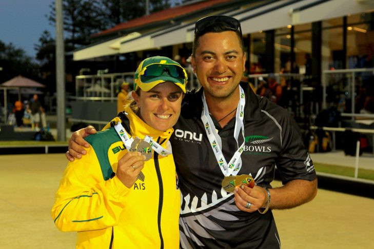 World champions Karen Murphy and Shannon McIlroy from Australia and New Zealand were among the winners at the Gold Coast Multi-nations tournament ©World Bowls