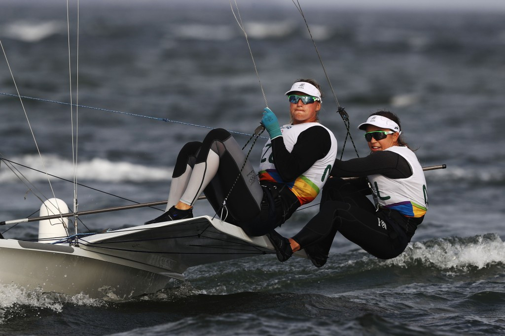 Rio 2016 Olympic gold medallists Martine Grael, left, and Kahena Kunze, right, lead the women's 49er ©Getty Images