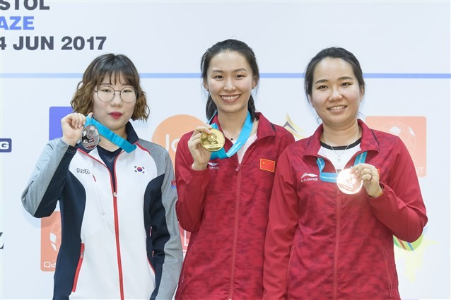 China’s Lin Yuemei claimed her third medal of the ISSF World Cup season today ©ISSF