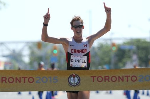 Canada's Evan Dunfee claimed race walking gold ©Twitter