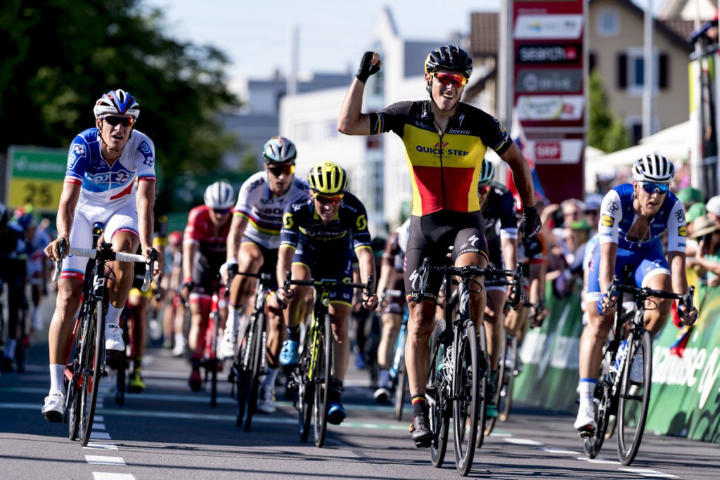 Philippe Gilbert sprinted to victory in Cham ©Twitter/TDS