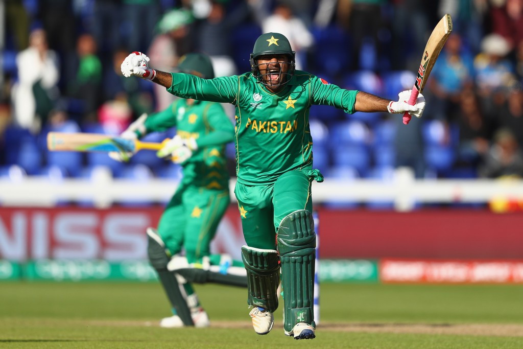 Pakistan captain Sarfraz Ahmed celebrates after seeing his side to victory against Sri Lanka ©Getty Images