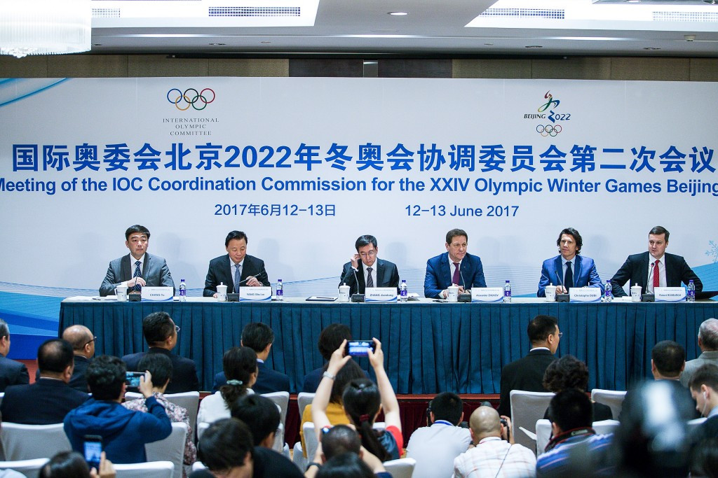 The appointment of Yang Yang was announced during the closing press conference of the IOC Coordination Commission visit to Beijing ©Getty Images
