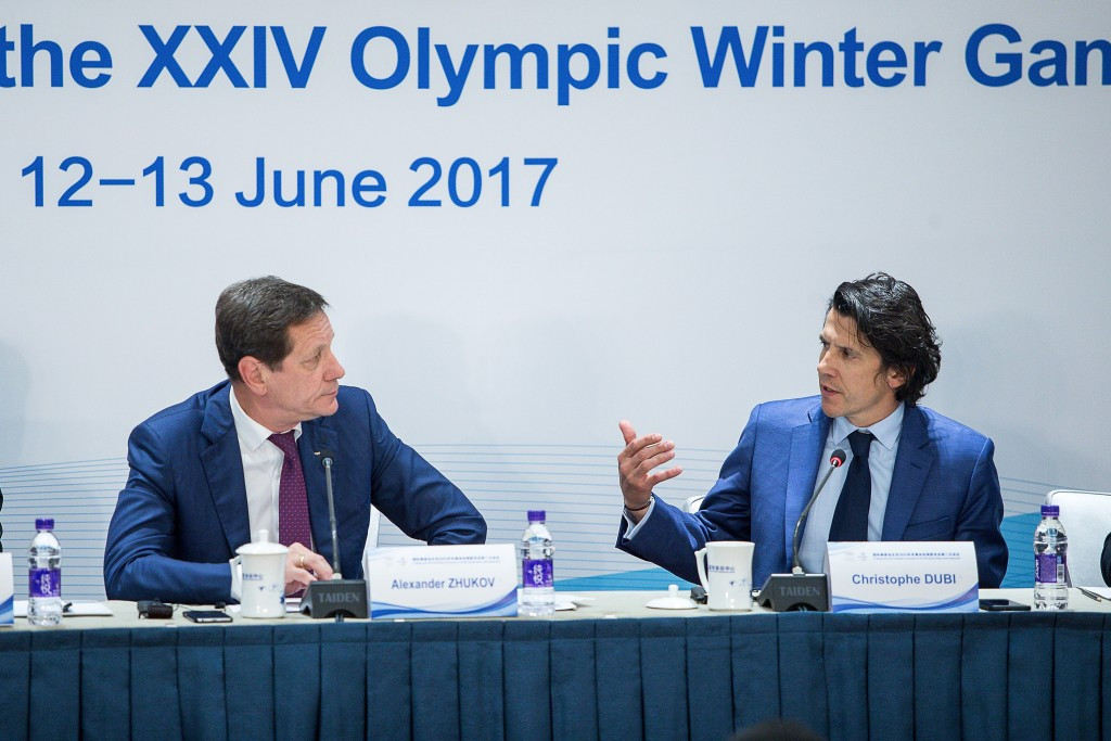 Both Alexander Zhukov and Christophe Dubi praised progress at the Sliding Centre ©Getty Images