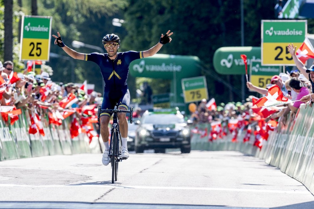 Larry Warbasse earned a solo victory on stage four of the Tour de Suisse ©Twitter/tds