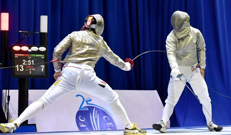 Germany's Max Hartung beat Hungary's Aron Szilagyi in the men's individual sabre final ©FIE/Facebook/Augusto Bizzi
