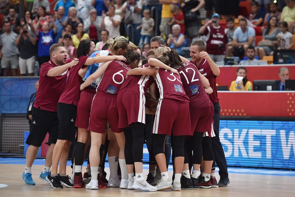 Latvia upset defending champions Serbia today ©FIBA