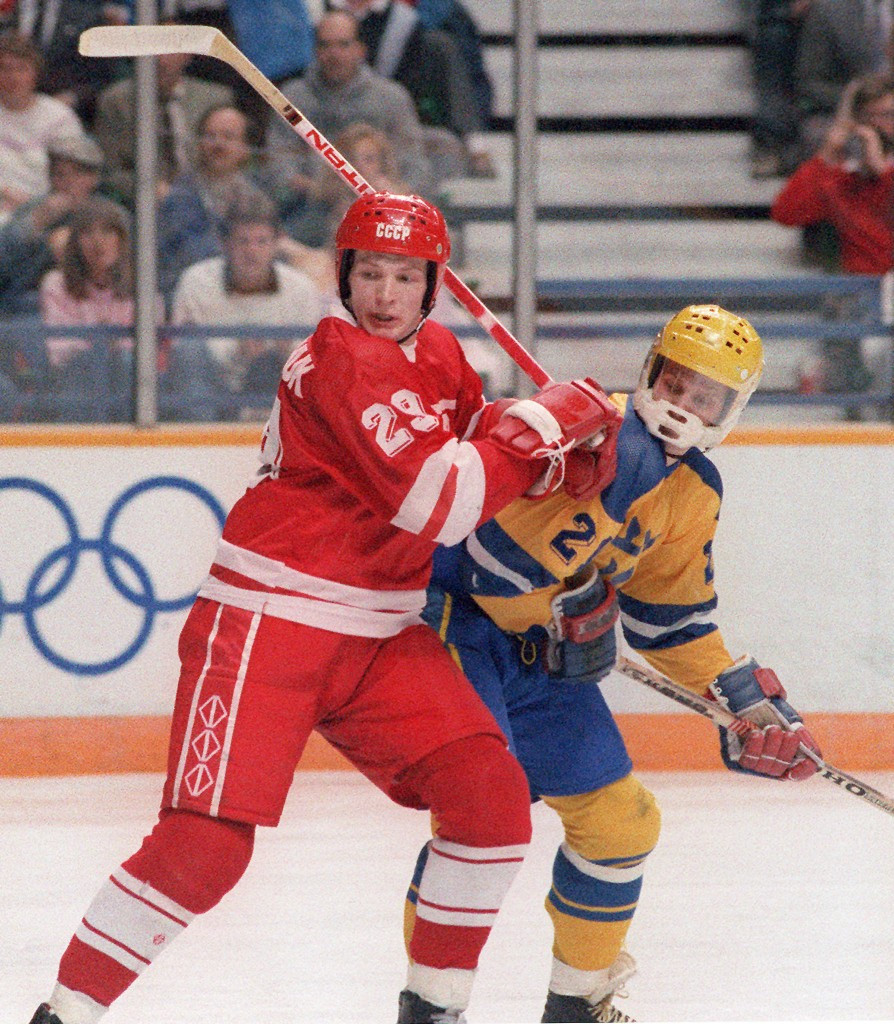 Sergey Mylnikov was part of the Soviet Union squad, also featuring Igor Kravchuk, pictured, which won Olympic gold at Calgary 1988 ©Getty Images