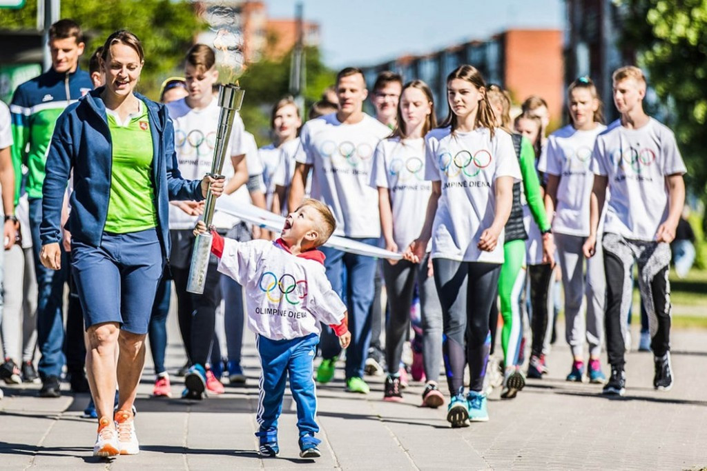 The National Olympic Committee of Lithuania lit a torch as part of the activities for the day ©NOC Lithuania