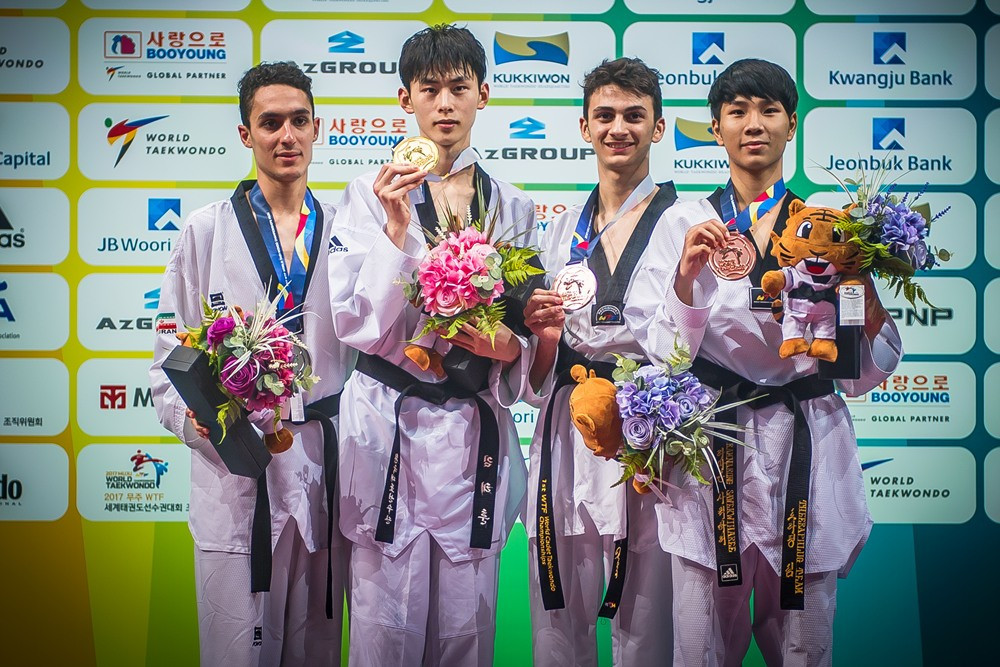 Iran’s Armin Hadipour Seighalani, third from left, had to settle for the silver medal ©World Taekwondo