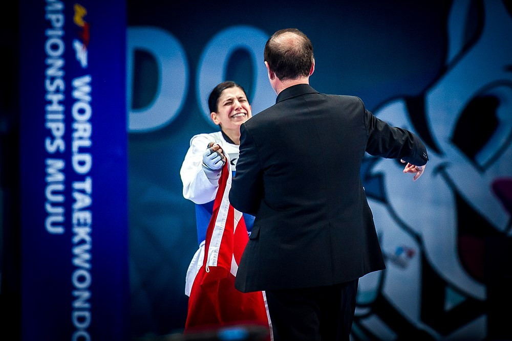 Turkey's Nur Tatar could not hold back the tears after securing the women's 67kg crown ©World Taekwondo