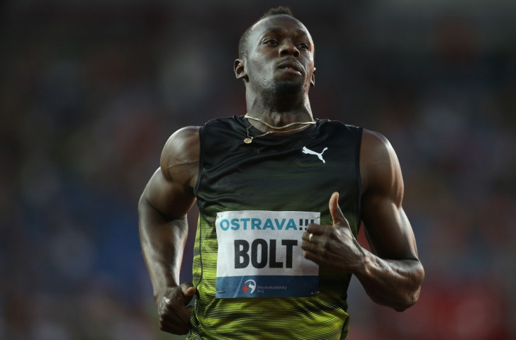 Despite winning his 100m in Ostrava in 10.06, Usain Bolt was a relatively subdued figure, feeling his hamstrings and turning down the option of doing a farewell lap of honour ©Getty Images