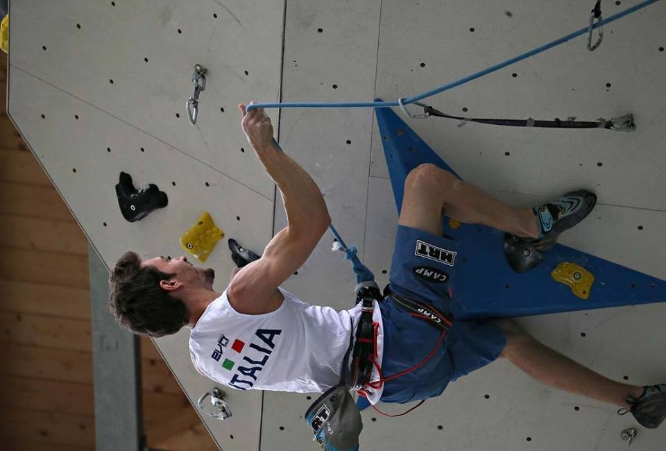 Italy's Stefano Ghisolfi training on the Campitello wall before the European Championships, an event with added significance following the sport's addition to Tokyo 2020 ©European Climbing Championships/Facebook