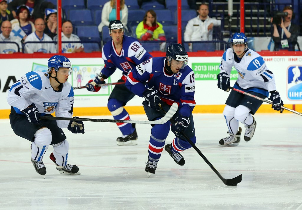 Miroslav Satan, centre, represented Slovakia at four Olympic Games and 14 World Championships ©Getty Images