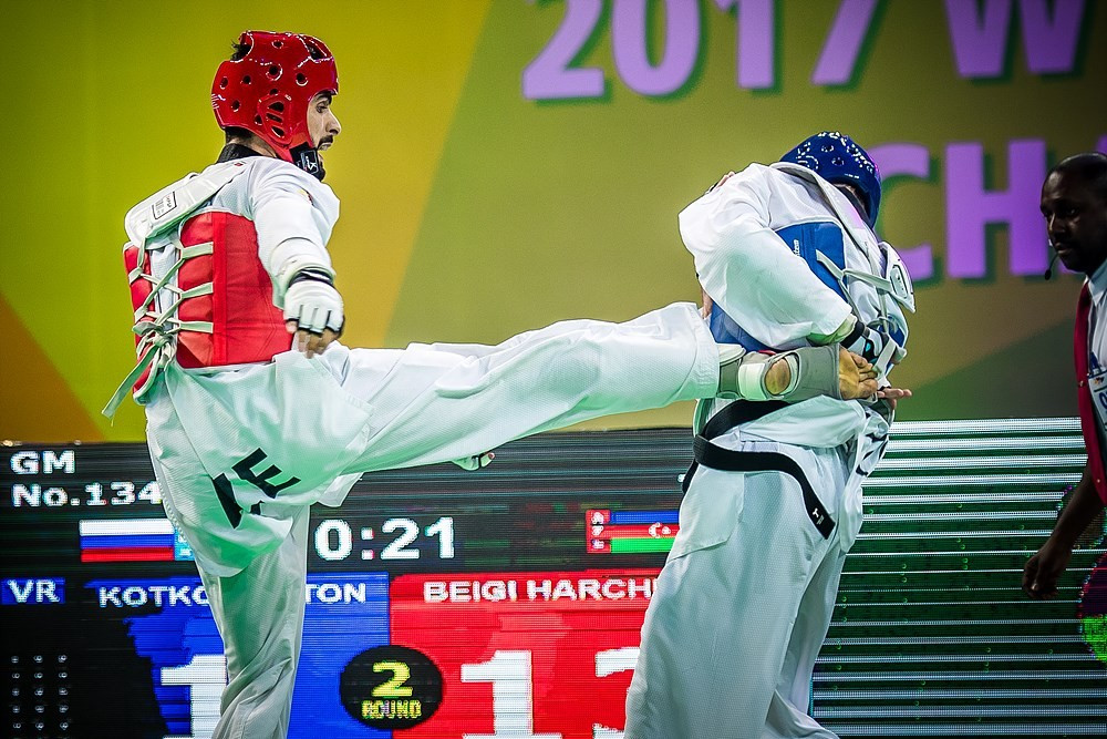 Azerbaijan's Milad Beigi Harchegani was among the gold medallists on the final day of action, winning the men's 80 kilograms final at the expense of Russia's Anton Kotkov ©World Taekwondo
 