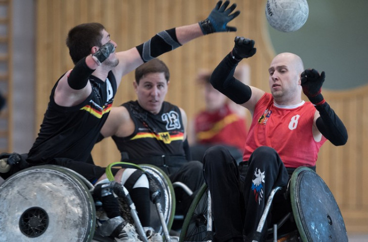 Germany, pictured in an earlier round, beat Ireland 58-38 to go through to the fifth and sixth place match in the IWRF European Championships against Poland ©IWRF