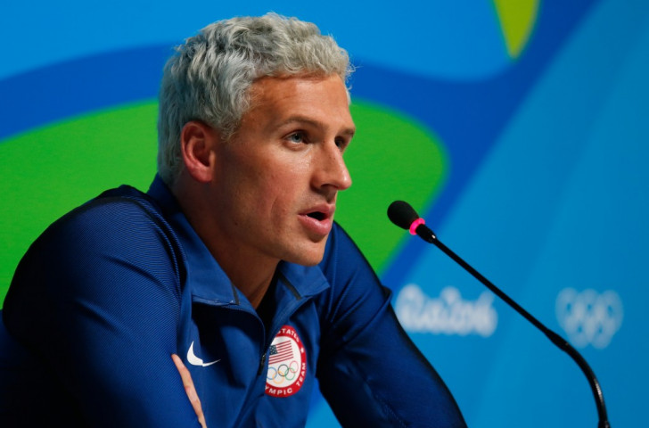 Before it all went pear-shaped. Ryan Lochte at a post-race press conference in Rio ©Getty Images