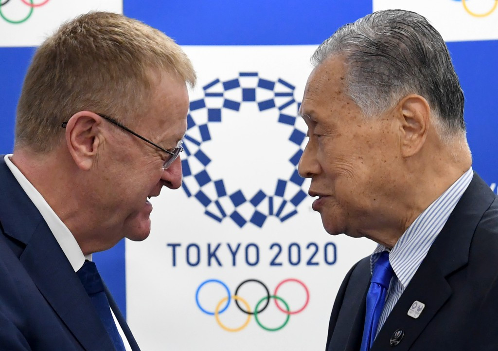 John Coates, left, has continued the call for cost reduction, while Yoshirō Mori is calling for more details ©Getty Images