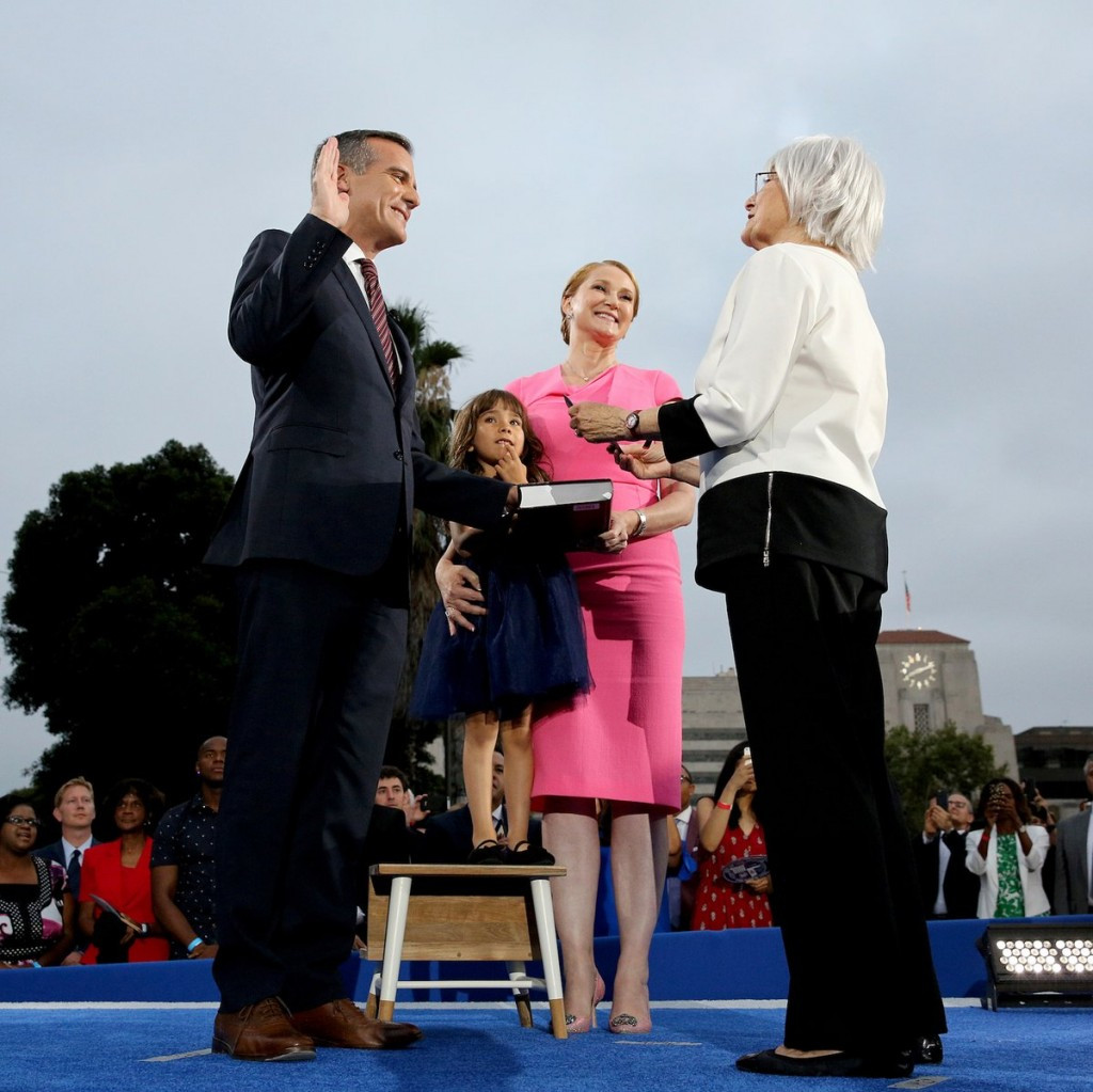 Los Angeles Mayor highlights potential Olympic legacy during inauguration speech