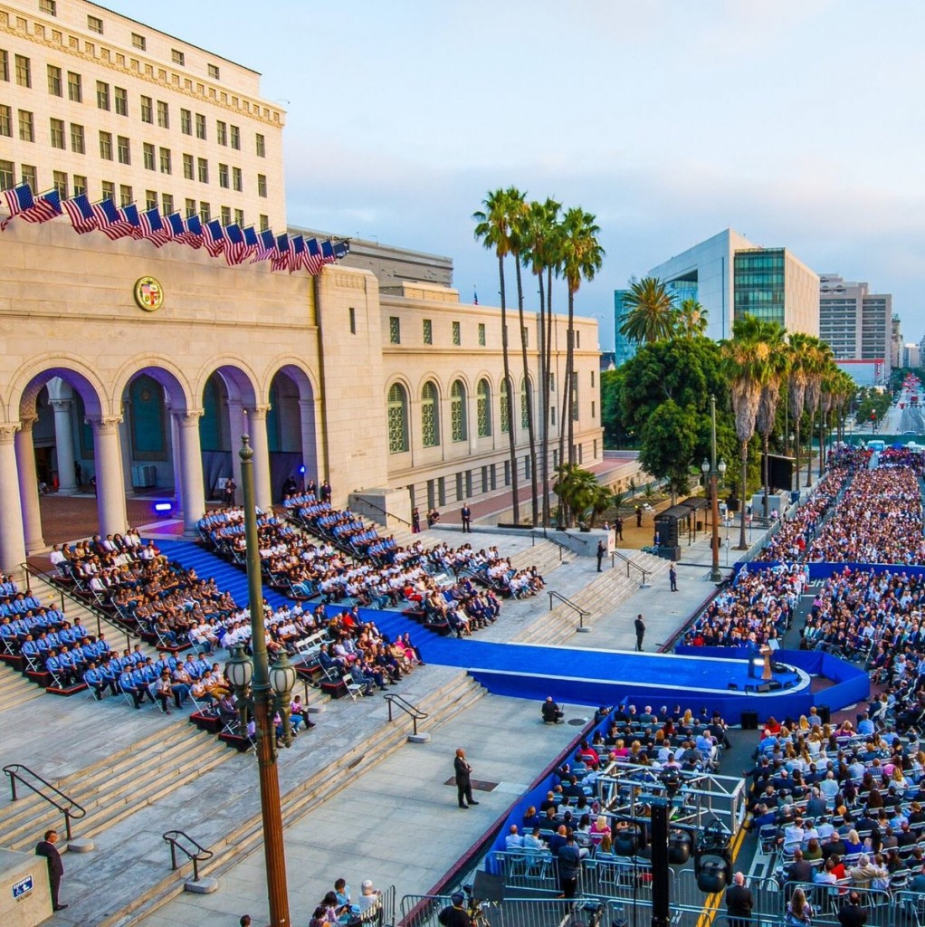 The inauguration took place outside Los Angeles' City Hall ©Los Angeles 2024