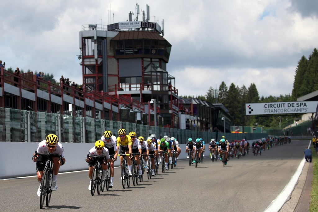 Today's route saw the cyclists travel on a lap of the famous Circuit de Spa-Francorchamps ©Getty Images