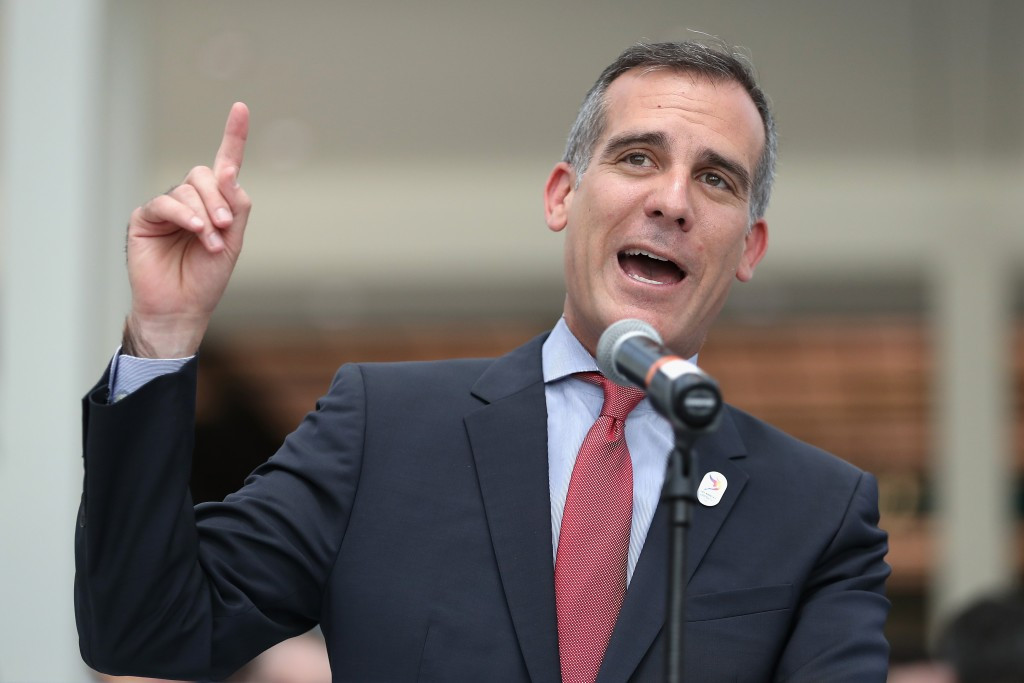 Los Angeles Mayor Eric Garcetti has speculated that the city could demand youth sports funding from the IOC ©Getty Images
