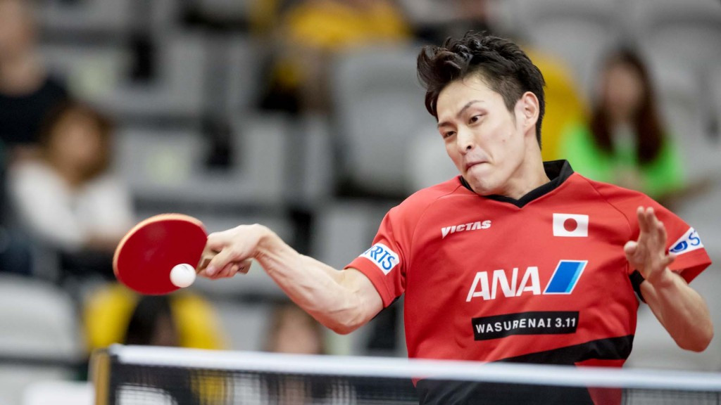 Japan's Yuya Oshima caused the biggest upset of the day at the ITTF Australian Open, beating fifth seed Marcos Freitas of Portugal in straight games ©ITTF/APAC Sport Media