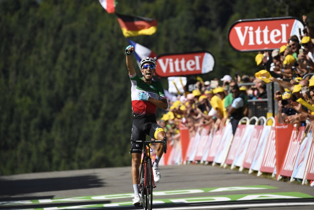 Fabio Aru broke clear in the closing kilometres to win stage five ©Getty Images