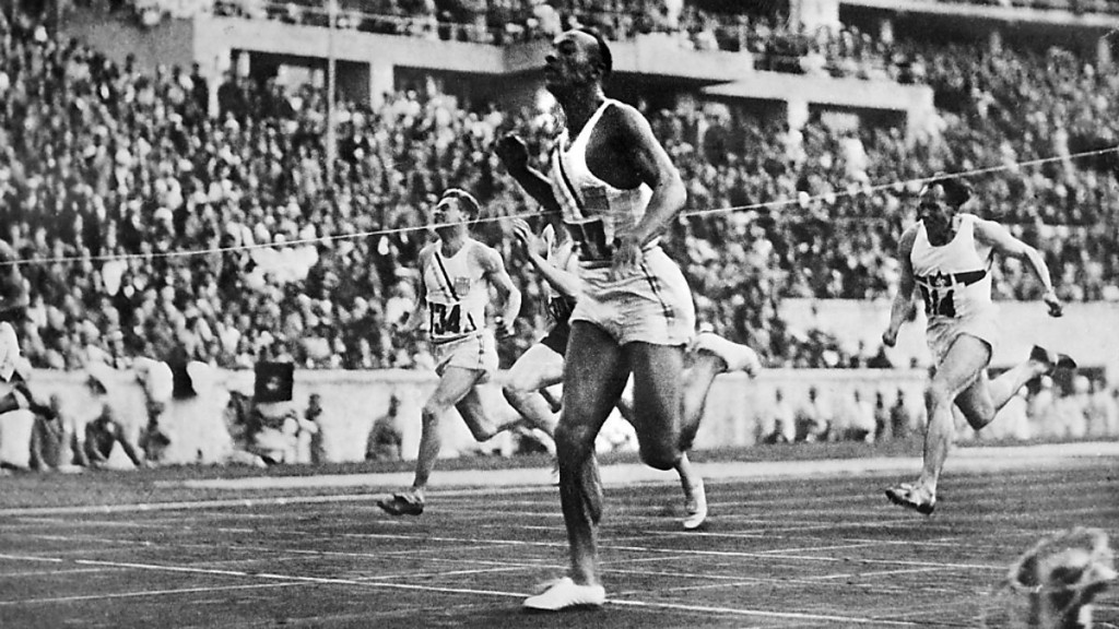 America's Jesse Owens produced one of the most famous performances in athletics history when he won four Olympic gold medals at Berlin 1936, including the 100m ©Hulton Archive/Getty Images