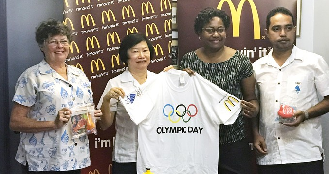 The Olympic Day fun run in Fiji was financially supported by McDonald's ©FASANOC
