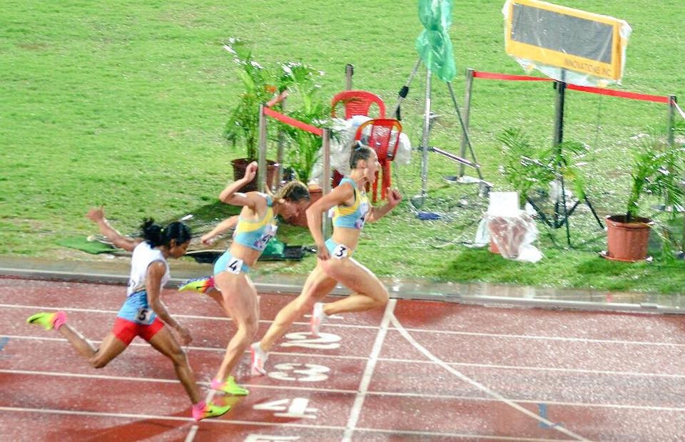 Kazakhstan enjoyed a one-two in the women's 100m ©Facebook/Asian Athletics Championships