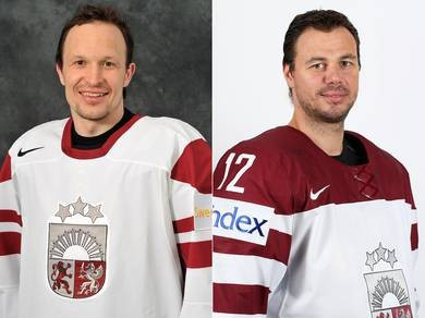 Olegs Sorokins, left, and Herberts Vasiljevs, right, will lead the Latvian under-18 ice hockey team next season ©IIHF