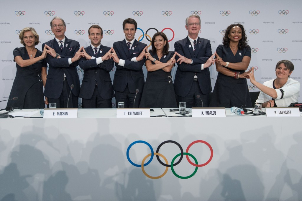 Paris 2024 bid leaders, including Emmanuel Macron, third from left, gave their presentation earlier today ©Getty Images
