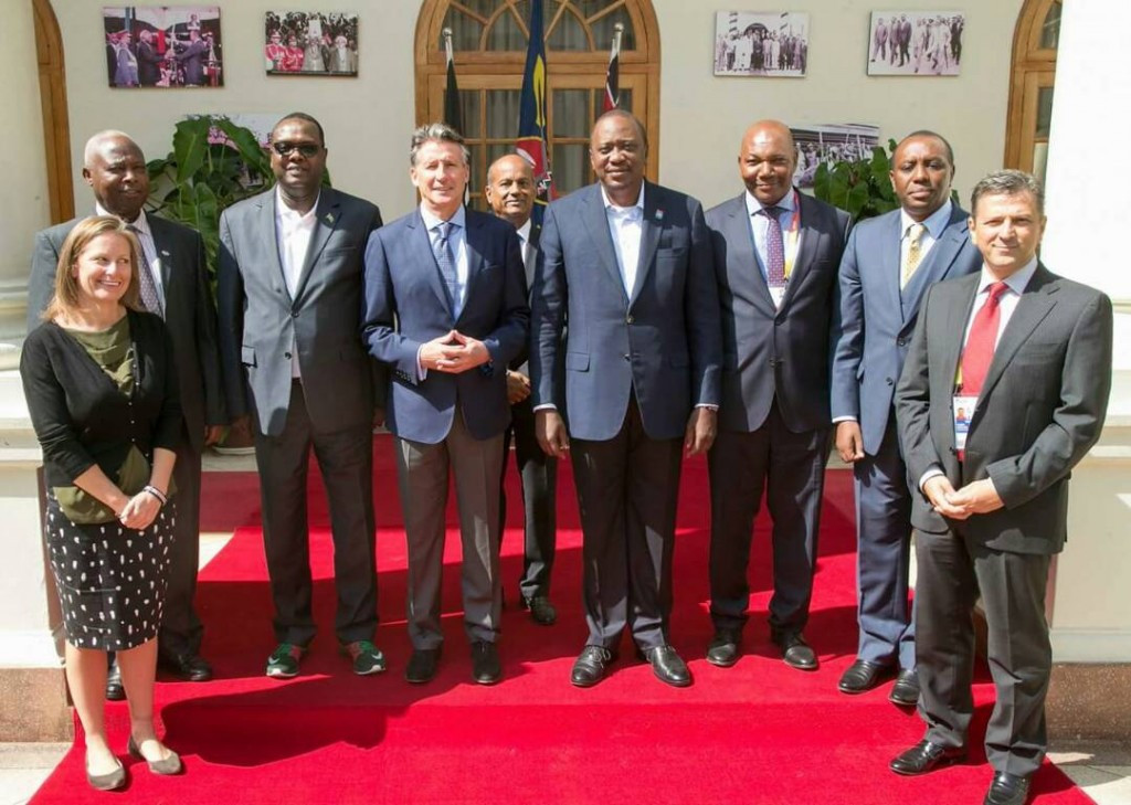 IAAF President Sebastian Coe met with Kenyan President Uhuru Kenyatta on the eve of the Championships ©Twitter