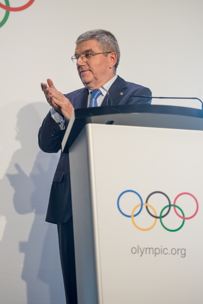 Thomas Bach oversaw the joint awarding of the 2024 and 2028 Olympic Games ©Getty Images