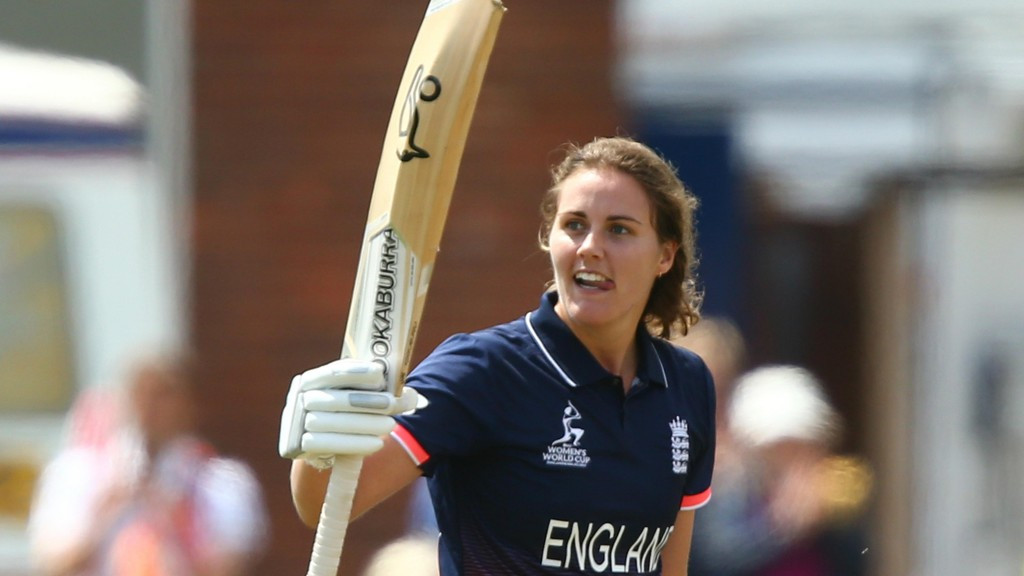 Natalie Sciver was the star player for England today as she scored 129, helping the side through to the semi-finals ©ICC