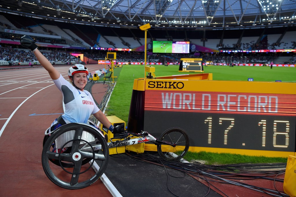 Great Britain’s Hannah Cockroft broke her own world record en route to defending the women’s 100m T34 title ©Getty Images